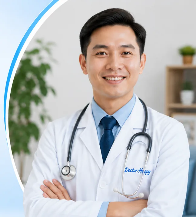 Doctor Happy family doctor making a home visit in Ho Chi Minh City