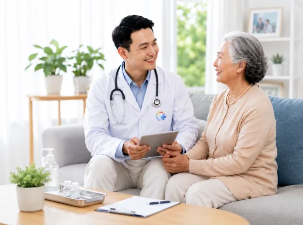 Doctor Happy healthcare worker – doctor home visits