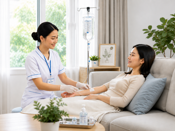 Minh họa dịch vụ truyền nước tại nhà Doctor Happy